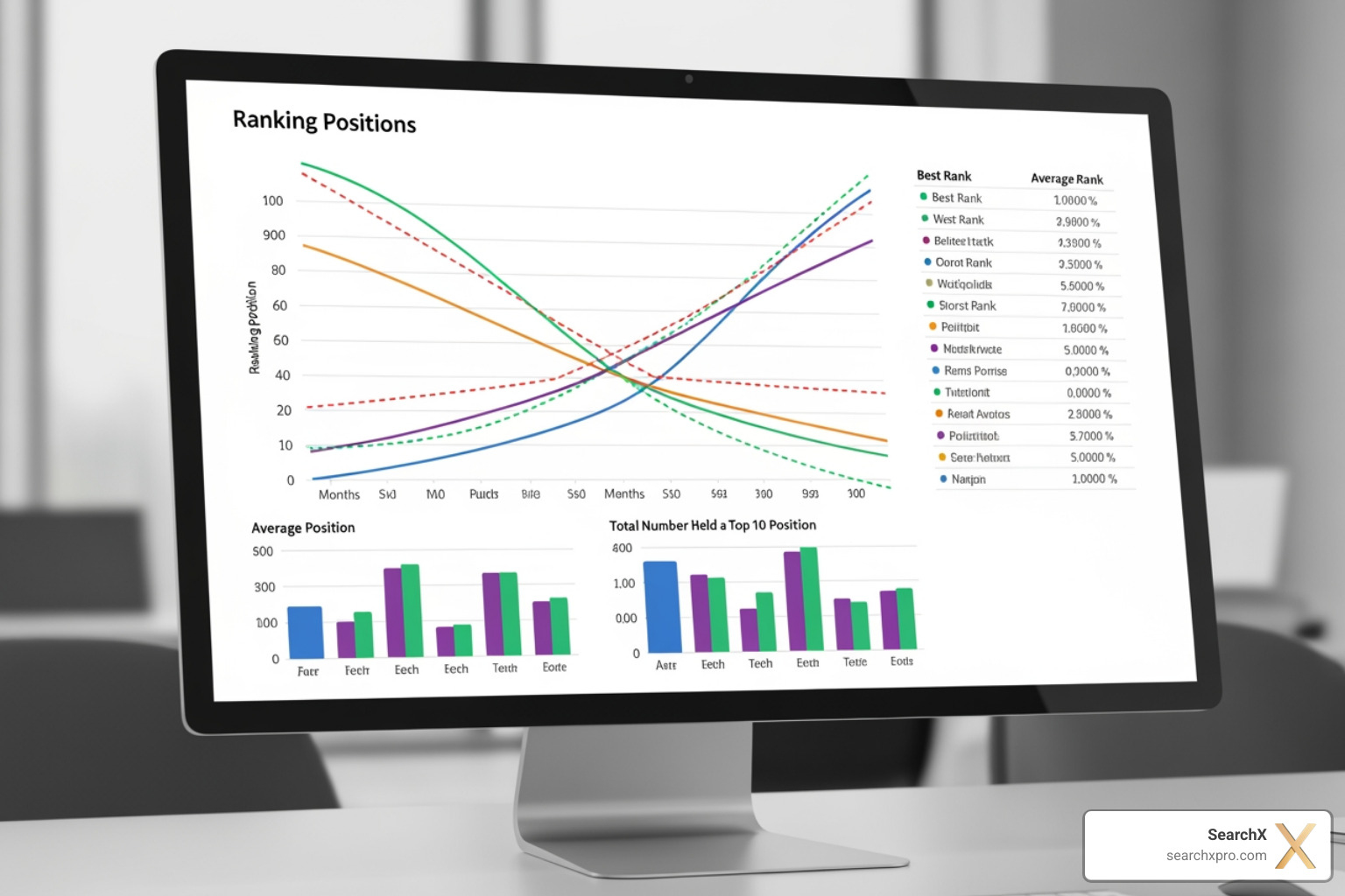 Report showing competitor ranking changes - track website keywords