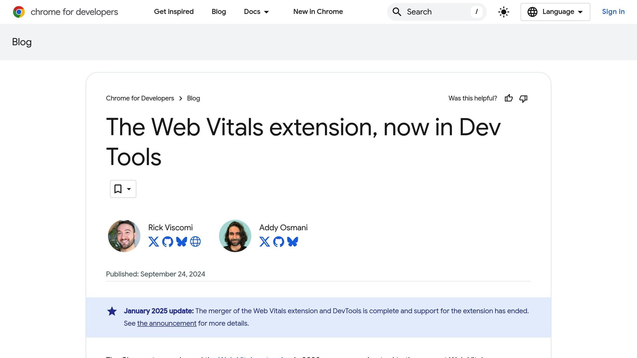 Web Vitals Extension
