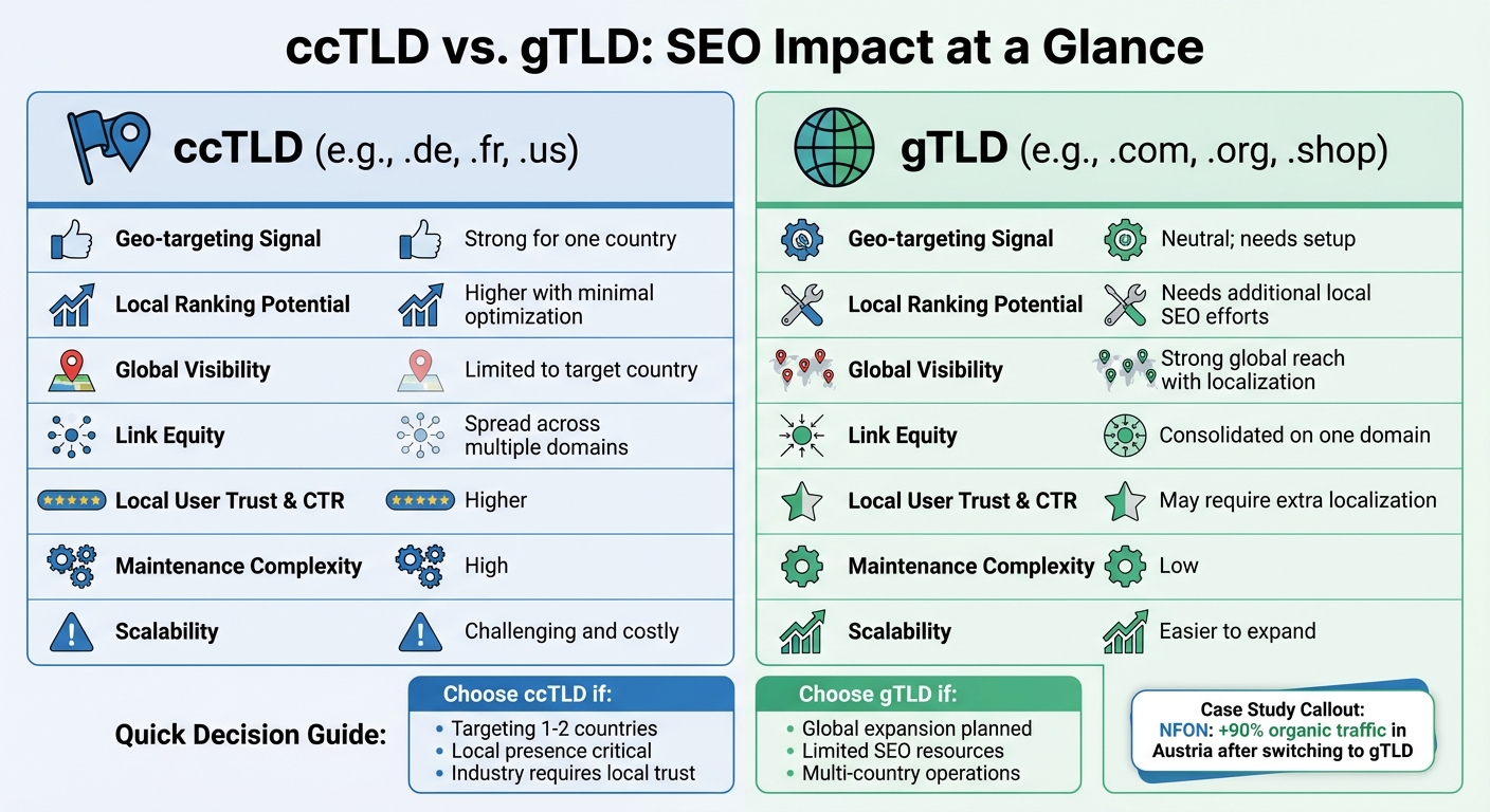 ccTLD vs gTLD SEO Comparison: Key Factors for Domain Selection