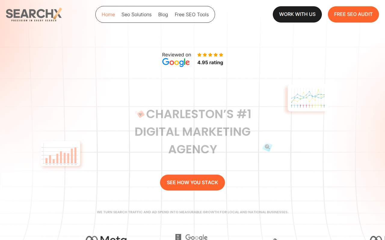 SearchX SEO agency homepage for service businesses