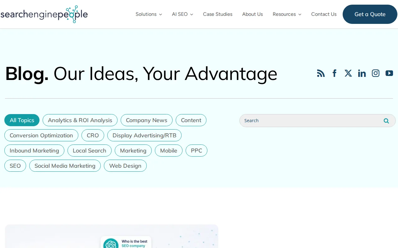 Screenshot of the Search Engine People website