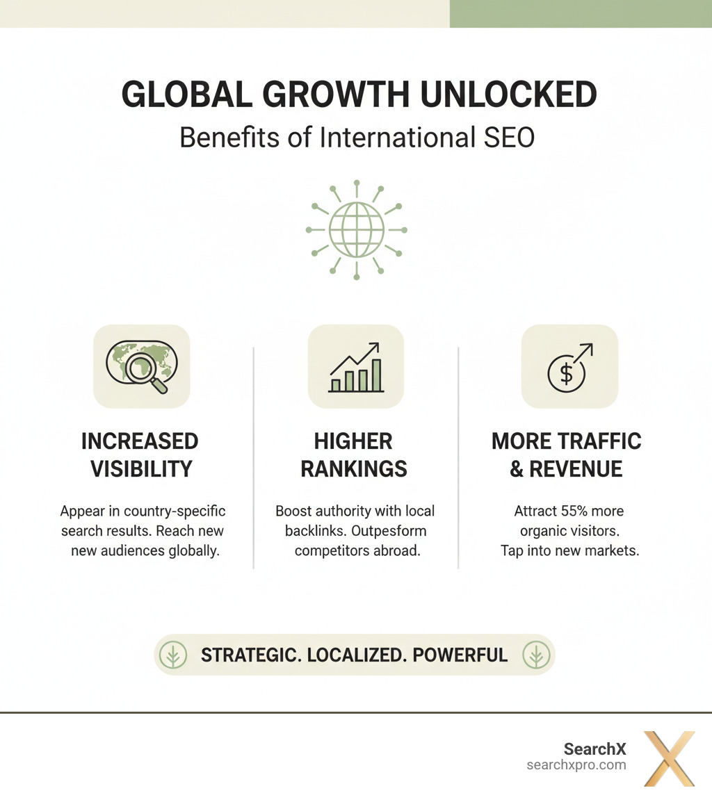 Infographic explaining the benefits of international SEO for business growth - international link building service infographic 