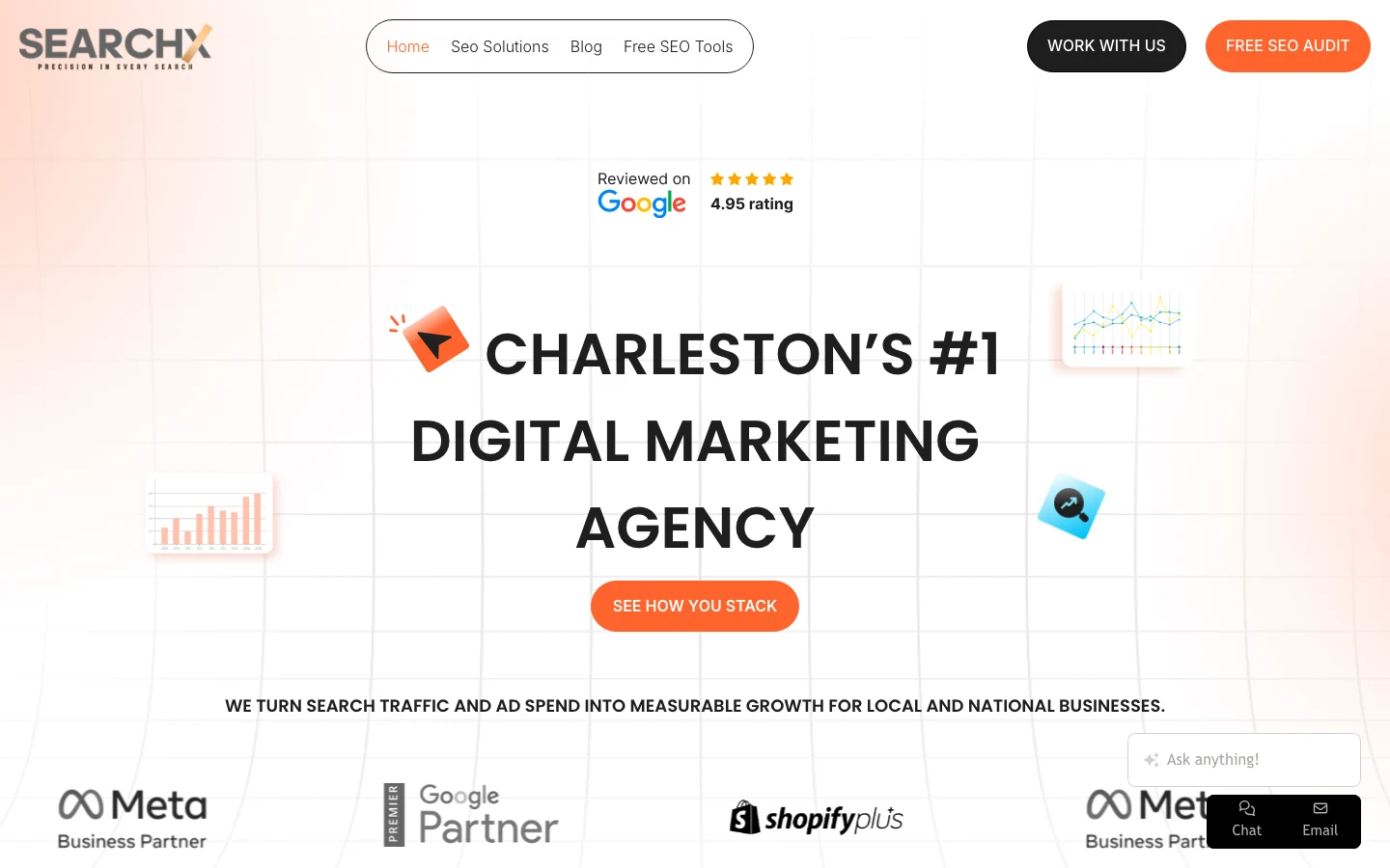 Screenshot of the SearchX website homepage