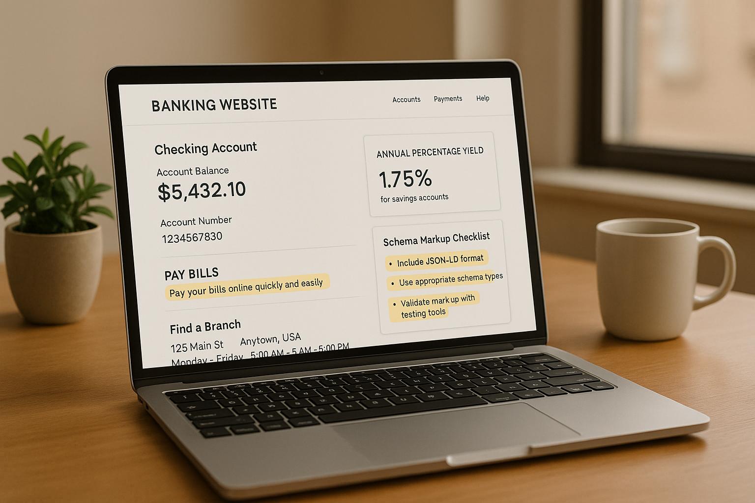 Schema Markup Checklist for Online Banking Platforms
